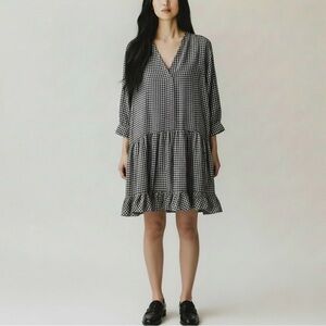 Wrap London | Gingham Wool‎ Blend Checked Midi Dress Size US4 Fall Winter
